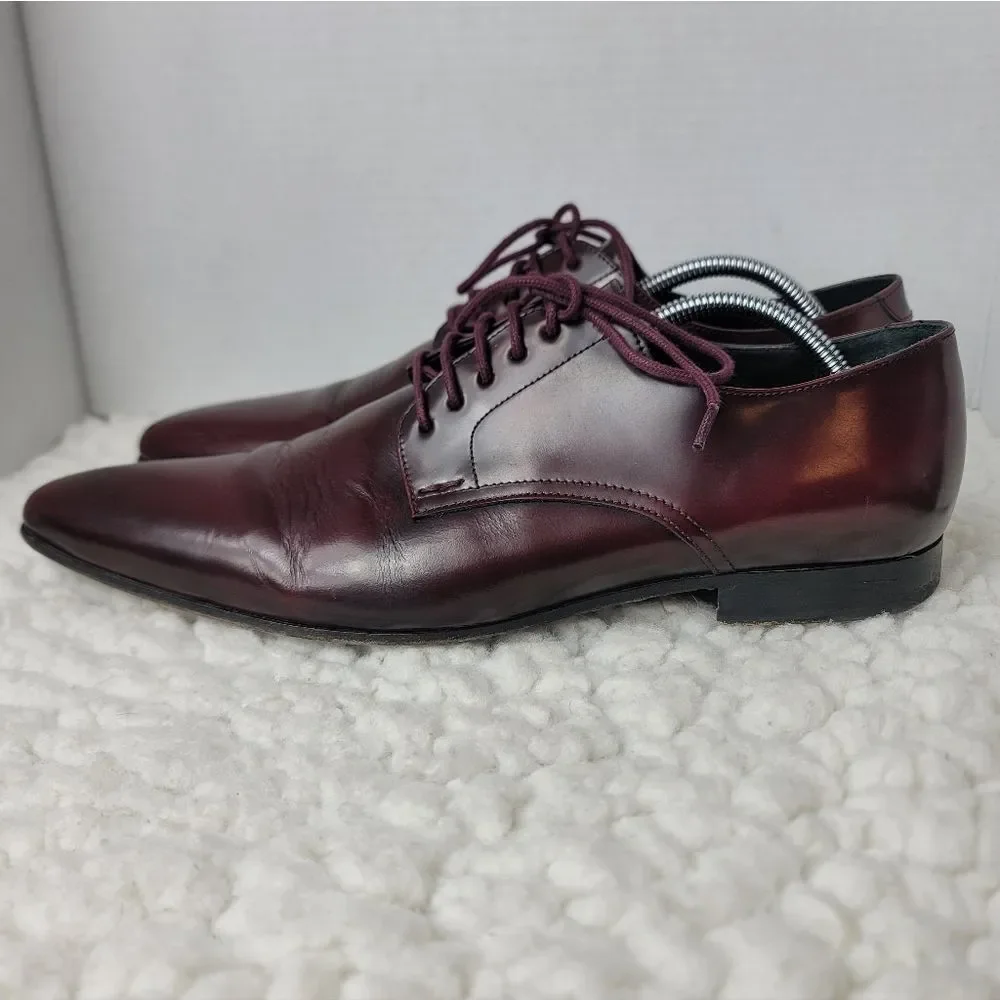 PS Paul Smith Mens 10 Burgundy Leather Derby Dress Shoes Oxblood Designer Italy